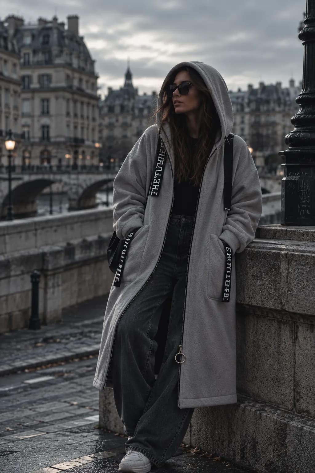 The Fleece Coat — riverfront, cold city light