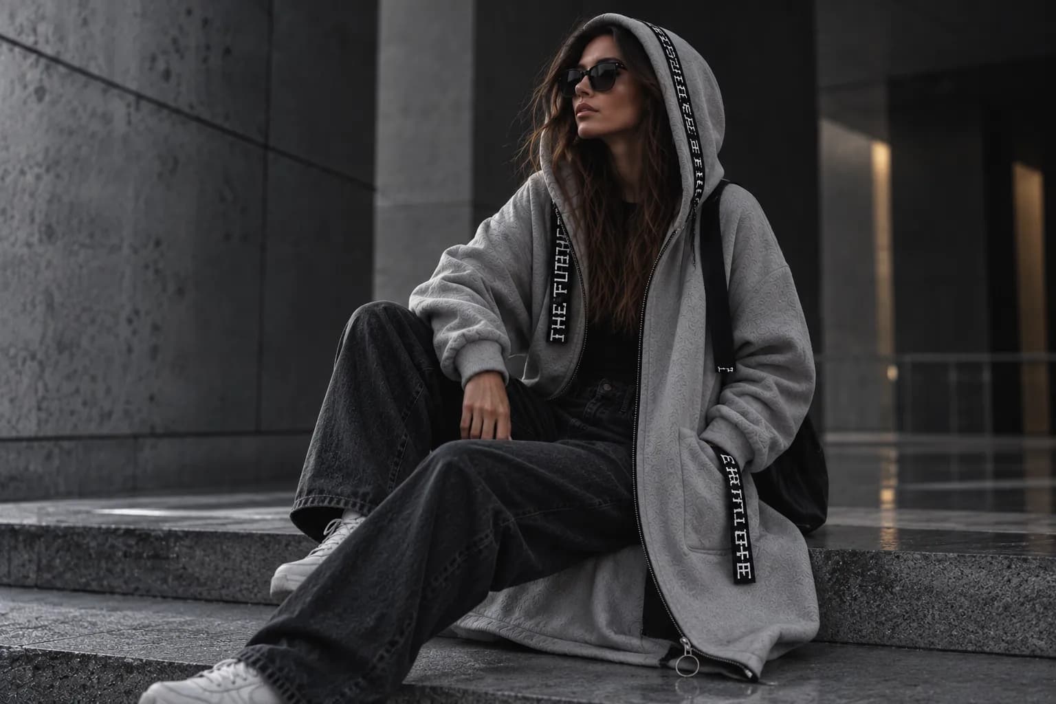 The Fleece Coat — seated, modern architecture